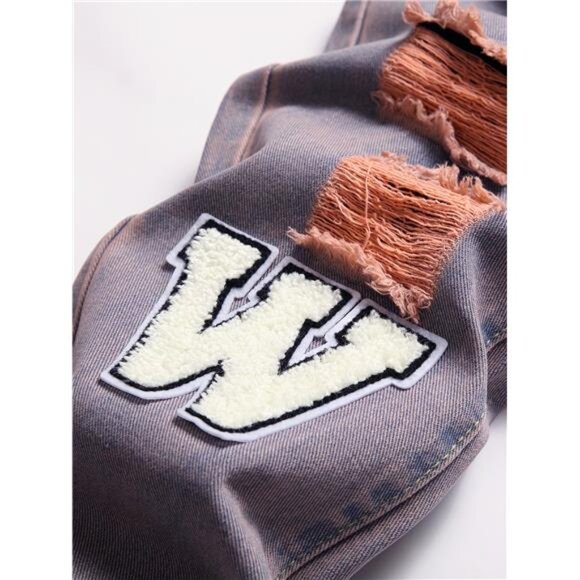 NWT Men's American Flag Patch Distressed Paint Splatter Jeans - Picture 4 of 6